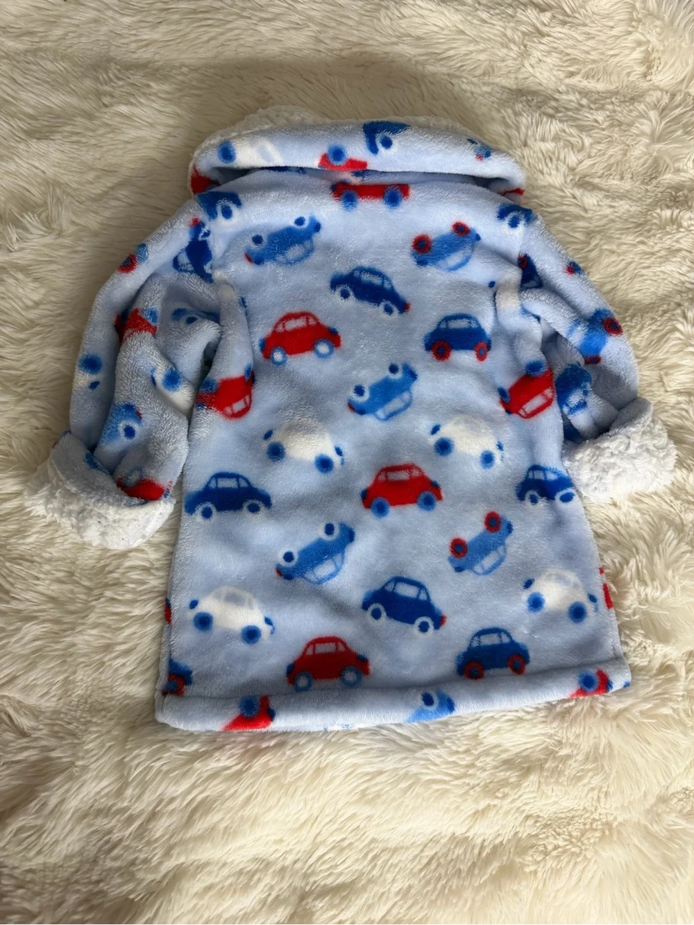 Carter's Plush Kids' Robe with Red and Blue Car Print